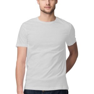 Melange Grey Plain Half Sleeve Round Neck T-Shirt