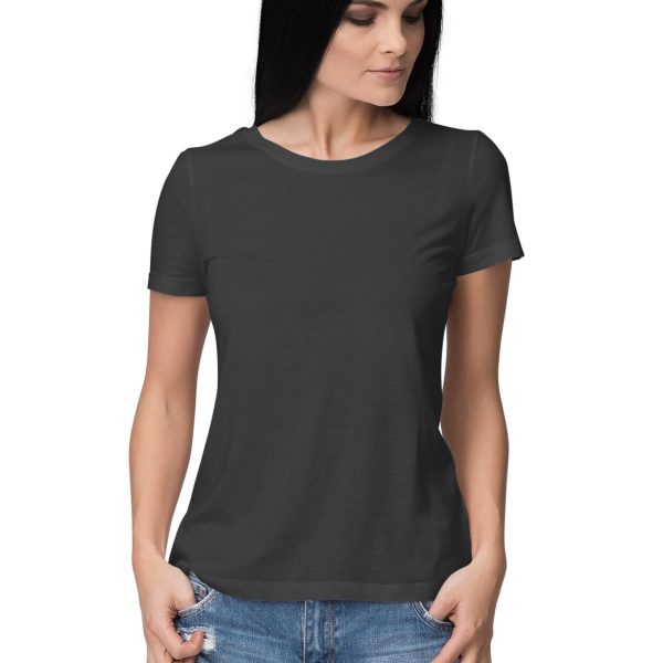 Women's Plain Half Sleeve Round Neck Black Color T-Shirt